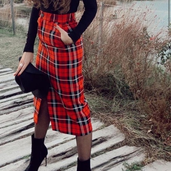 🦋 Bloggers Favorite 🦋  Zara Plaid Pencil Skirt Size M - Picture 11 of 15